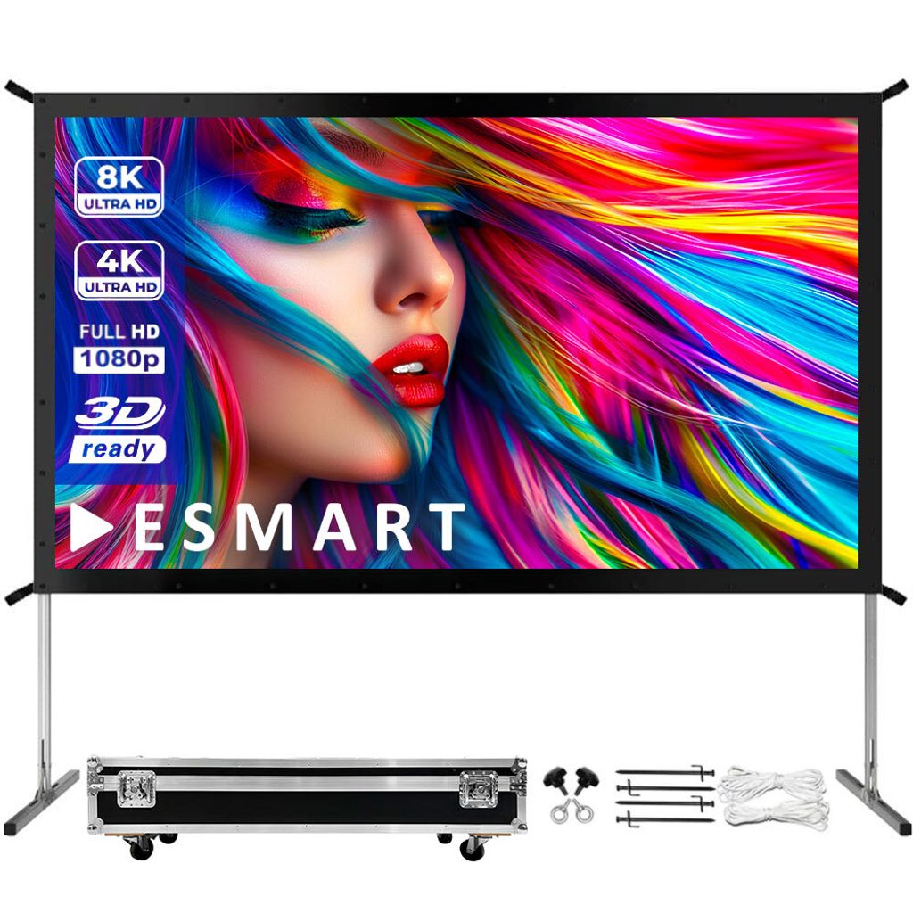 ESMART Professional MIMOBI Faltrahmen-Beamer-Leinwand 443 x 249 cm (200") 16:9 | Heimkino Beamer Projektionsleinwand Outdoor Aluminium Rahmen Leinw...