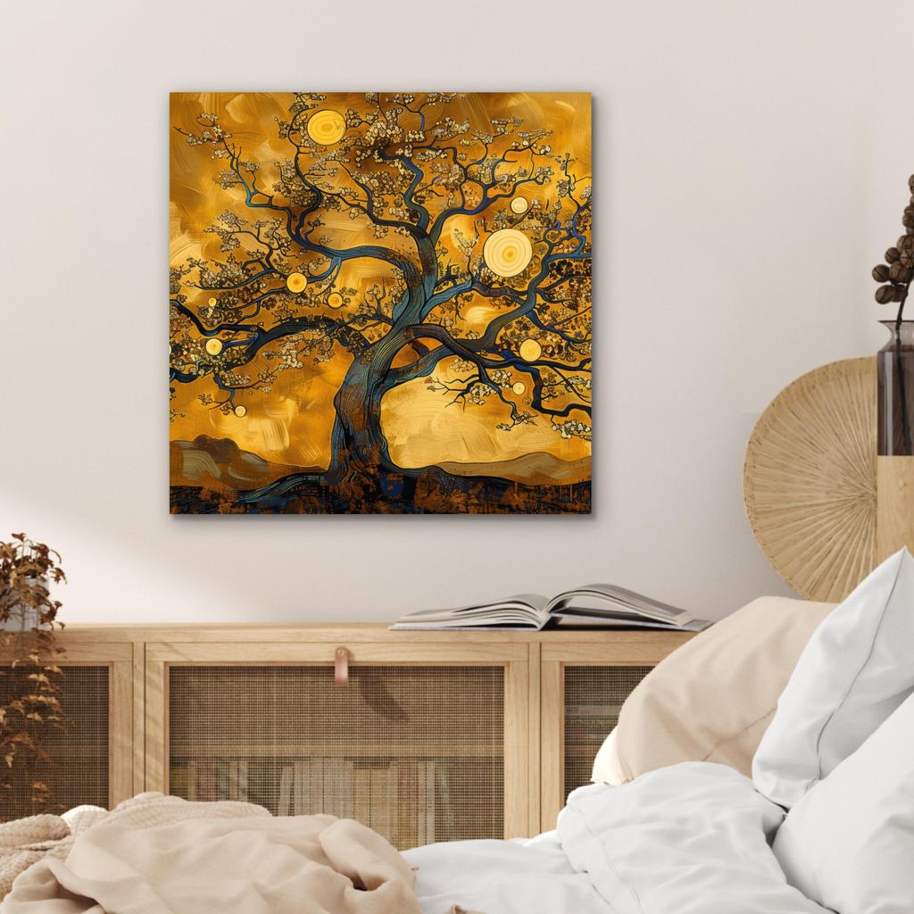 MuchoWow Wanddekoration Metall Metallbild Wandkunst 50x50 cm Baum - Baum des Lebens - Abstrakt - Gold MuchoWow Aluminium Gemälde - Alubild - Indus...