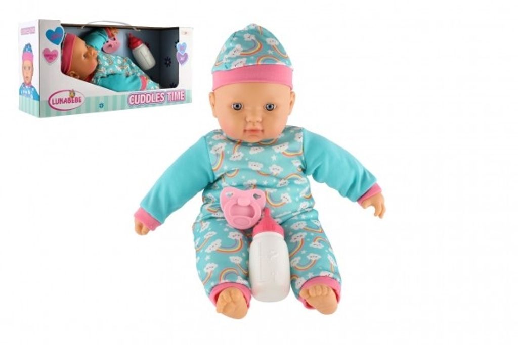 Baby-Puppe 40cm weicher Körper mit Flasche mit Schnuller