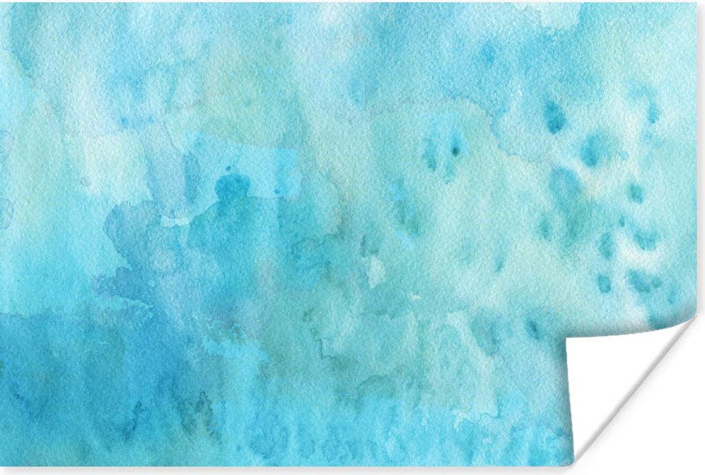 MuchoWow Poster Aquarell - Blau - Weiß - Grün 120x80 cm - Bilder