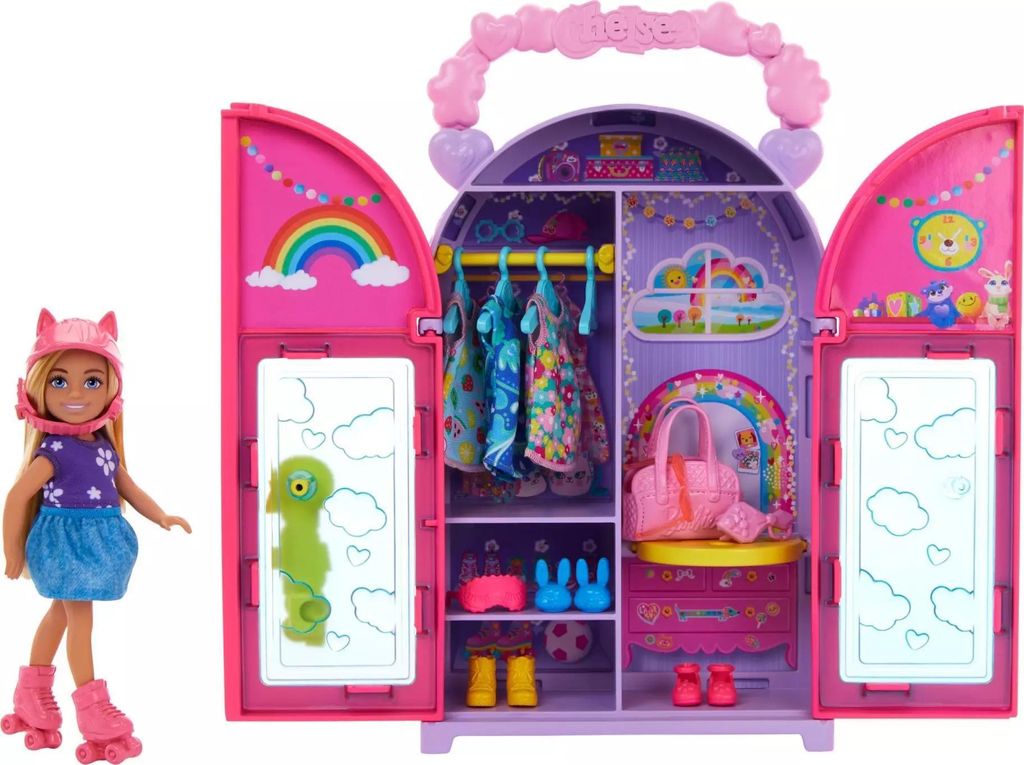 Barbie Chelsea Puppe und Kleiderschrank-Spielset mit Produktbild 