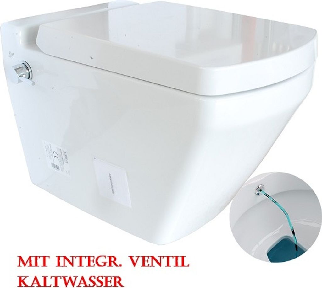 Bien NEPTÜN NANO Spülrandlos Hänge Wand Dusch Taharet Wc integr. Kaltwasser Ventil mit Soft-Close Wc Deckel