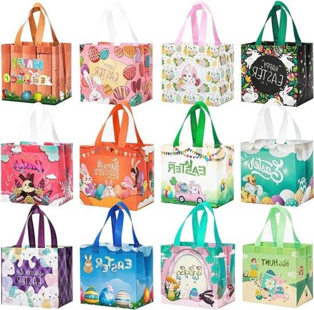 Lot de 12 Petits Paniers de Pâques Réutilisables en Feutre pour Enfants
