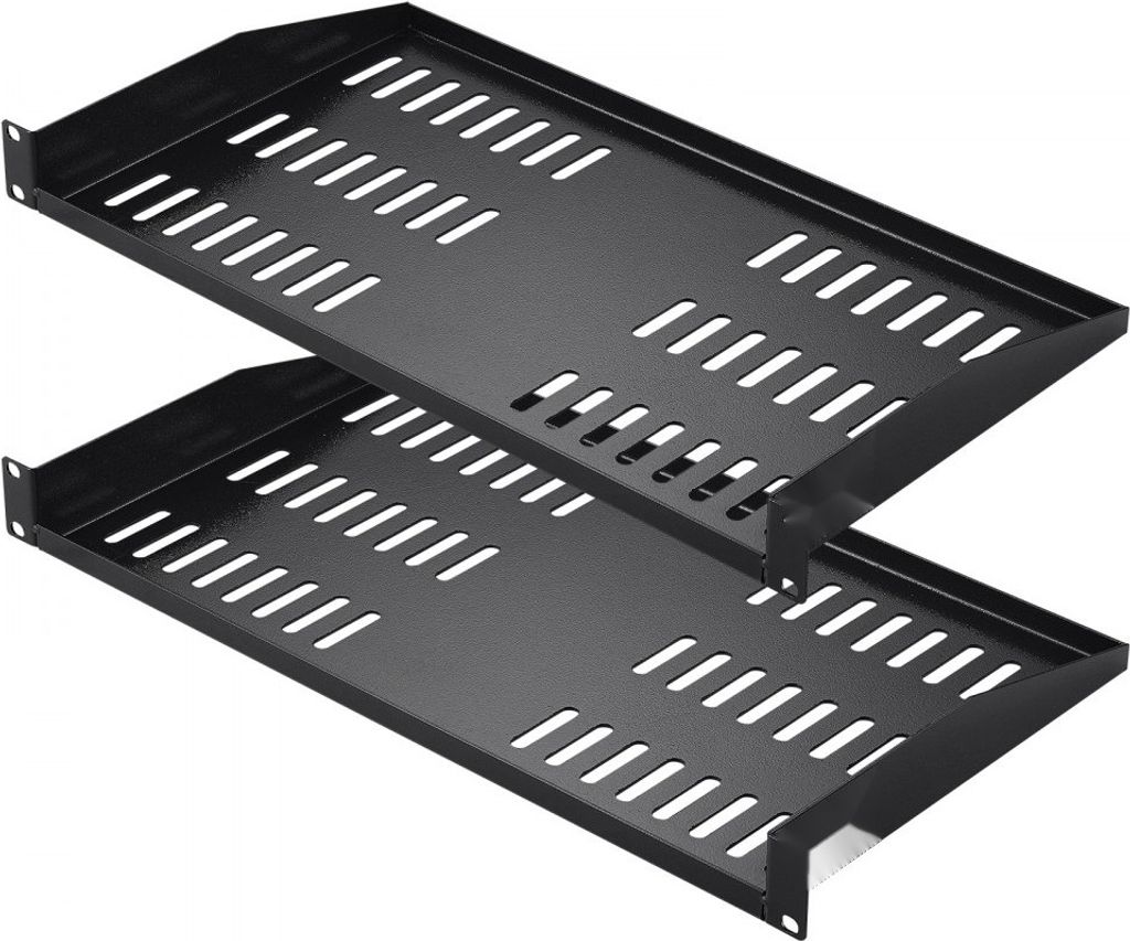 2er-Set 1U Fachboden für Serverschrank - 254mm Tiefe - Netzwerkschrank - Server Rack Zubehör
