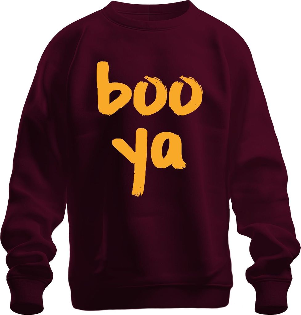 boo ya Halloween Spruch Lustig Grusel Geschenk Party Retro Orange Uni Sweatshirt Pullover, Burgundy, L