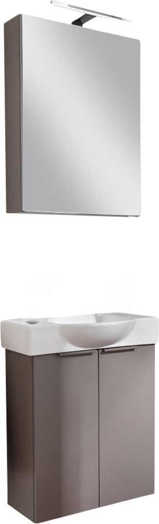 FACKELMANN SBC B.PARIS Gäste WC Waschtisch Set mit Spiegelschrank 55 cm breit, Grau, Türanschlag links Eleganz und Funktionalität für Dein Bad...