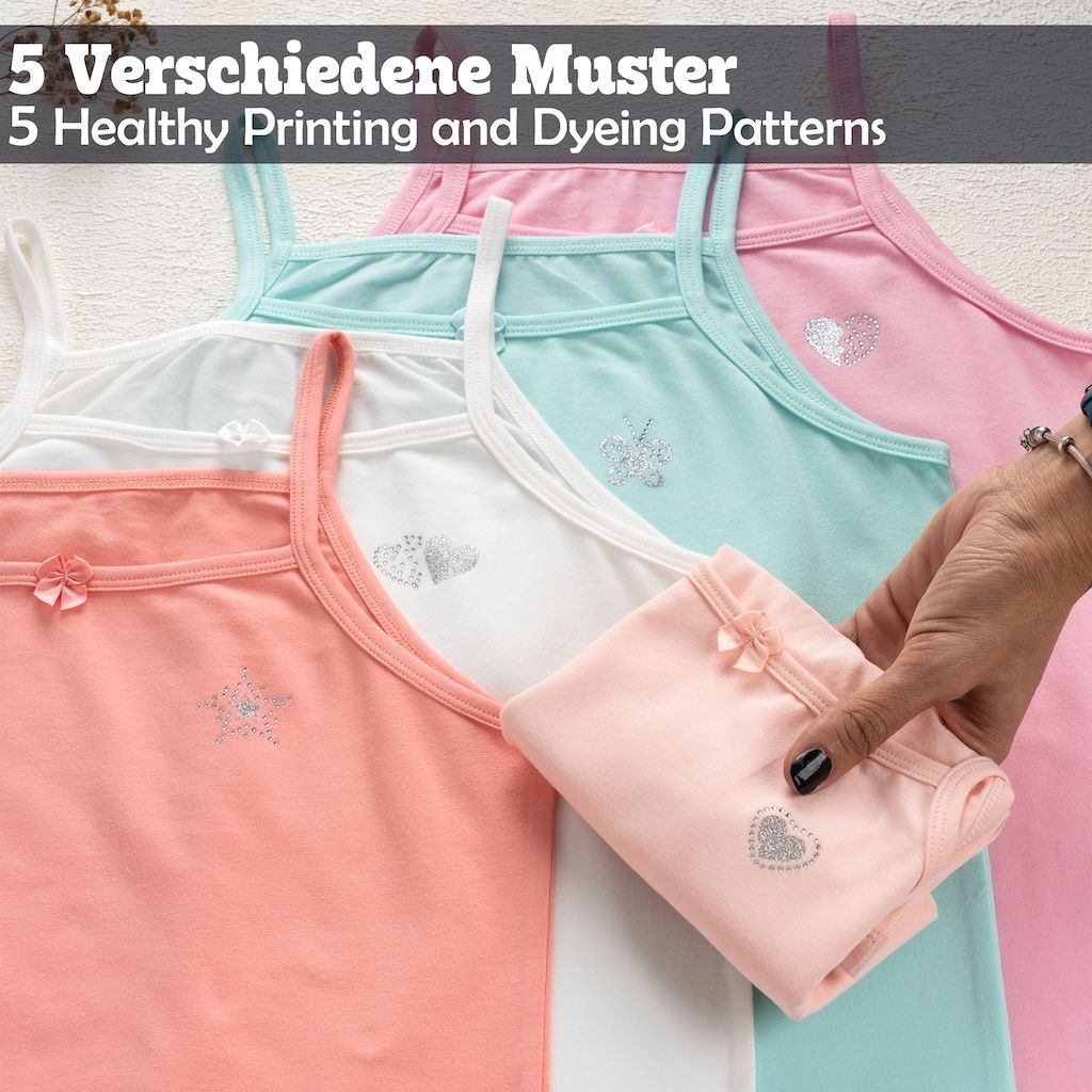 5 Mädchen Strass Unterhemden 128-134 (8-9 Jahre) Modell 1 - 5 STÜCK