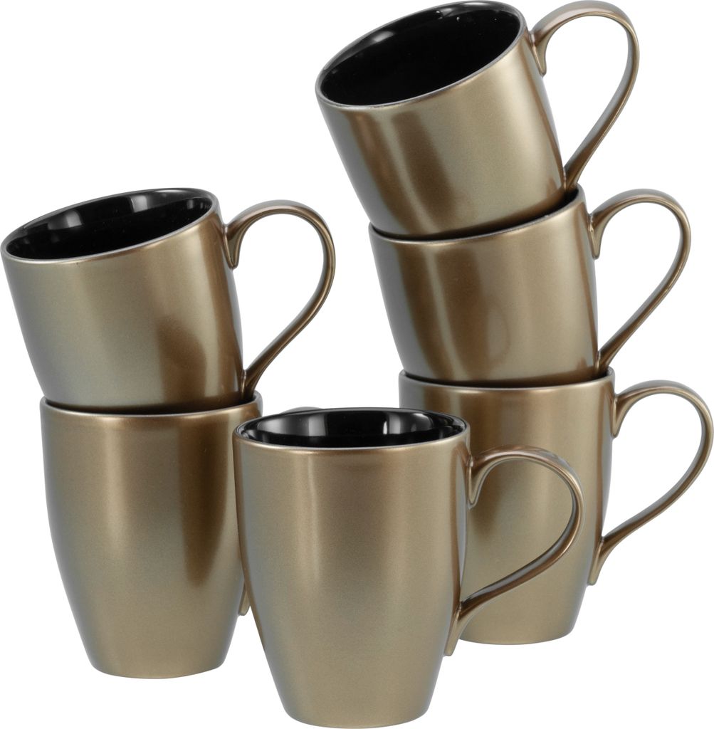 CreaTable, 24332, Golden Days Schwarz, Kaffeebecher 6-tlg, Produktbild 