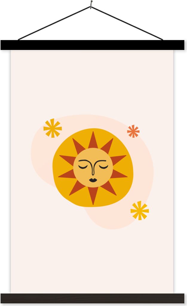 MuchoWow Textilposter Sonne - Sommer - Abstrakt 60x90 cm mit schwarzem Rahmen - Poster Wohnzimmer