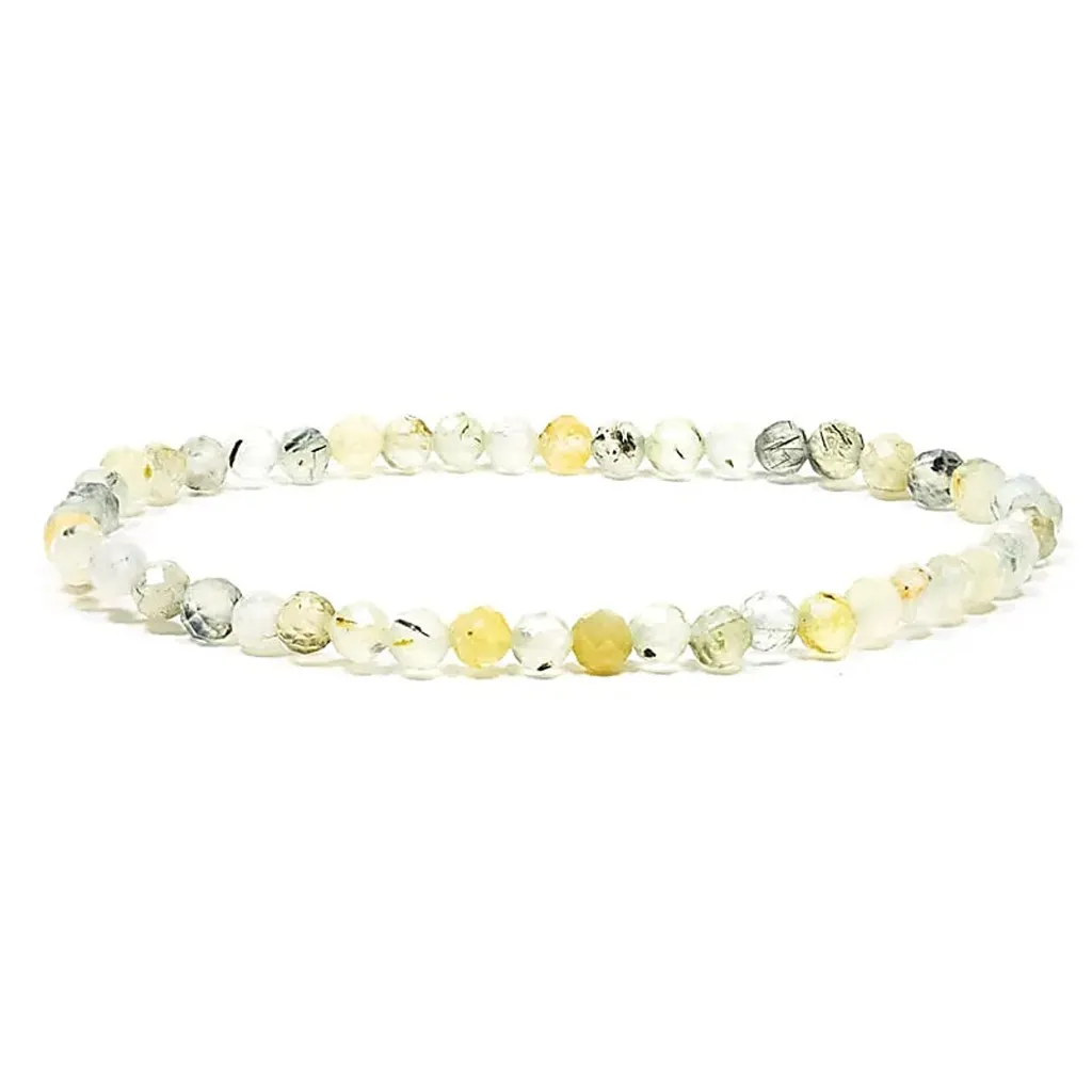 Bracelet élastique en prehnite à facettes 4mm - Lot de 2 pièces naturelles