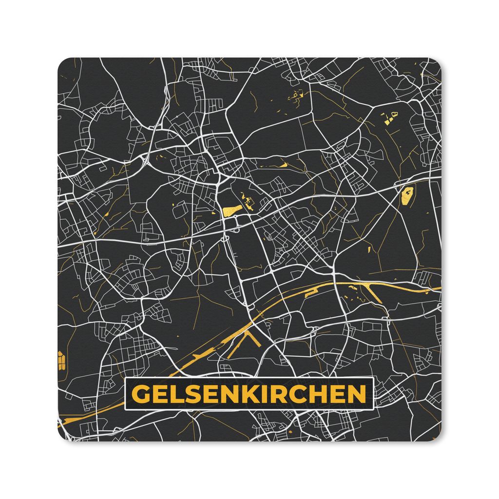 MuchoWow Mauspad Mousepad Gelsenkirchen - Karte - Deutschland - Gold - Stadtplan 30x30 cm - Mousepads - Maus Mat - Pad - Mausunterlage - Gaming