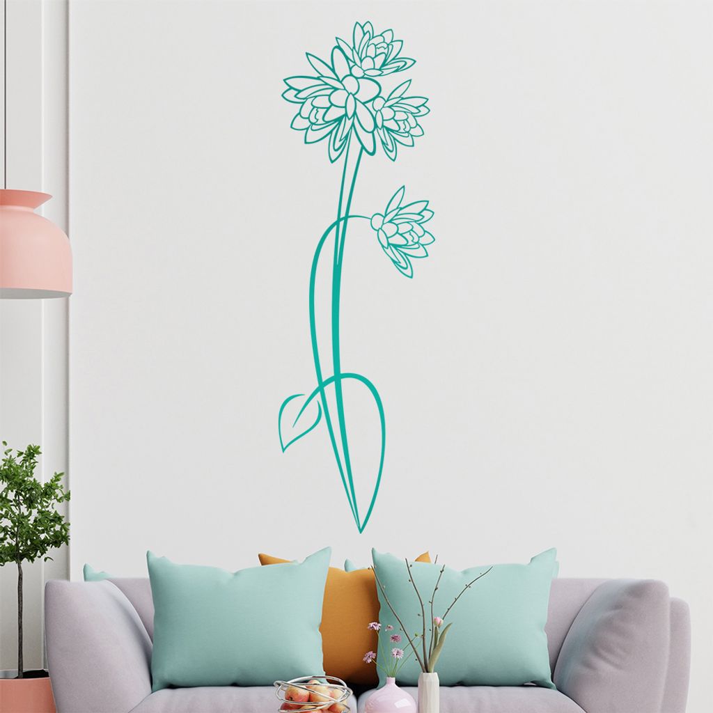 Blumen - Linien Wandtattoo in 6 Größen - Wandaufkleber Wall Sticker - Dekoration, Küche, Wohnzimmer, Schlafzimmer, Badezimmer