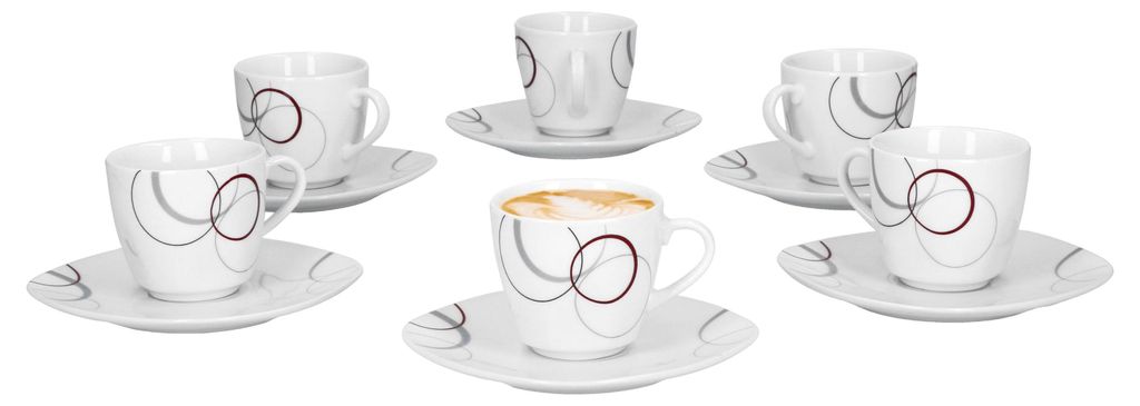 6er Set Espressotasse Palazzo mit Untertasse weiß Porzellan Produktbild 