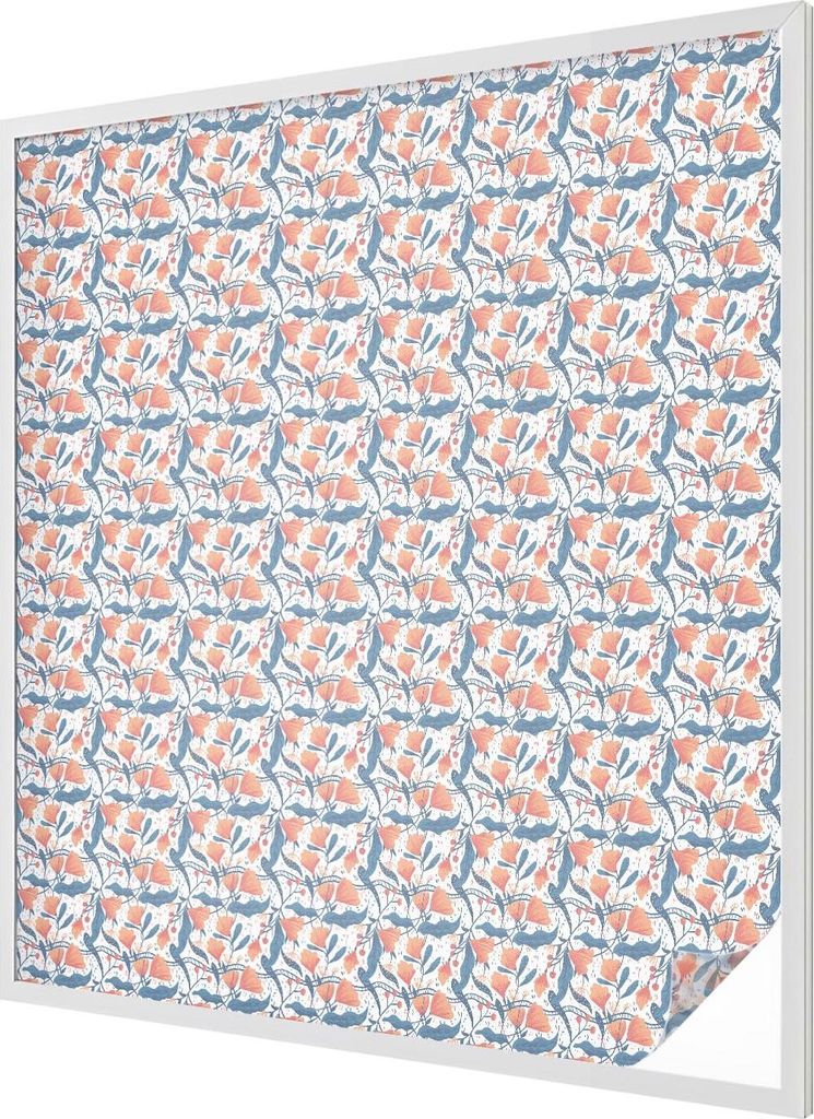 Buntglas Fensterfolie – 116x100 cm – Stained-Glass Design – blickdichte dekorative Sichtschutzfolie – selbstklebend, UV-Schutz – Ein Blü...