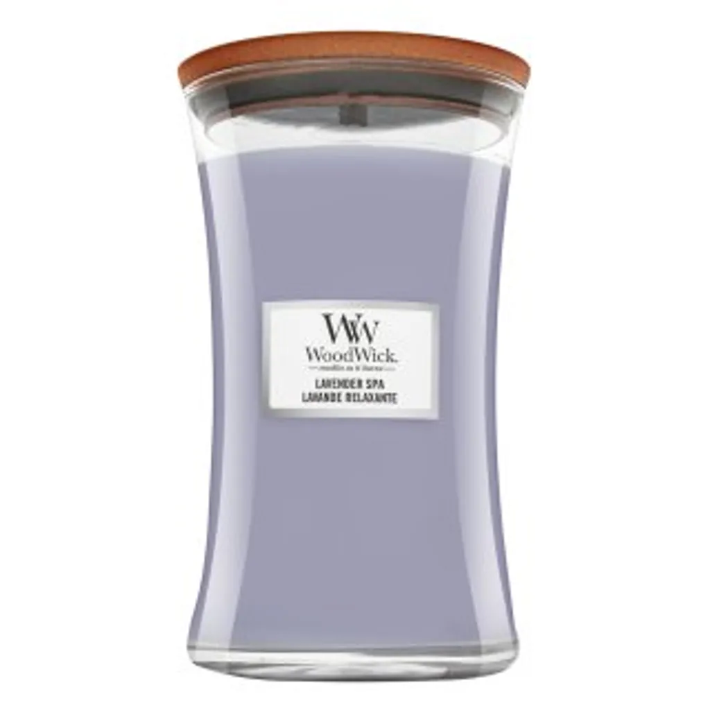 WoodWick Lavanda Spa 609g | Candela Profumata Originale con Stoppino in Legno