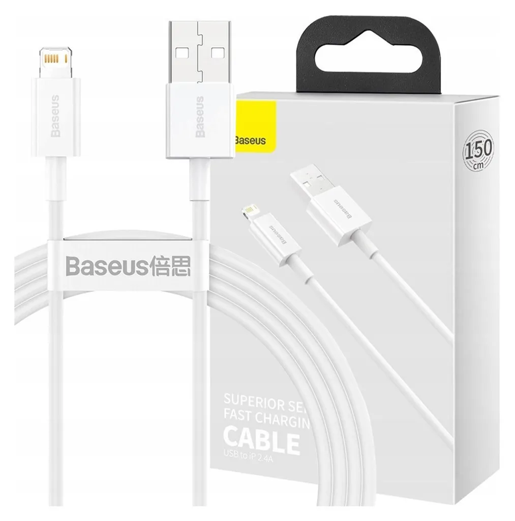 Cavo Baseus Superior Lightning USB-A 2.4A 1m Bianco | Offerta Web