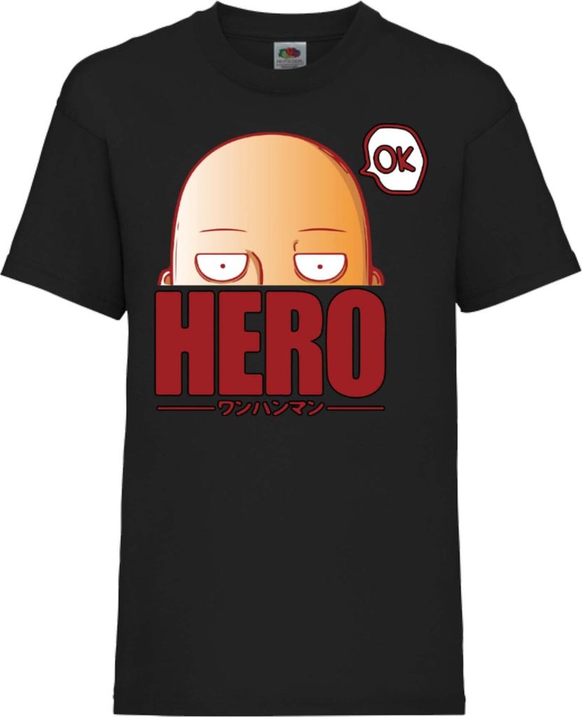 Kinder T-Shirt One manga Punch Anime Man 01, 12-13 Jahr - 152 / Schwarz