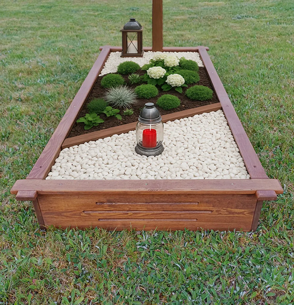 Entourage de tombe bois noyer 190x90 cm : solution anti-érosion kit