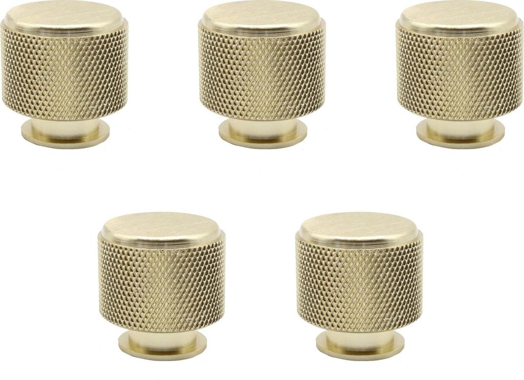 Natural Goods Berlin Möbelgriff TROMMEL, Möbelknopf, Schrankgriff, Knauf für Schublade und Tür, Gold, 5 Stück
