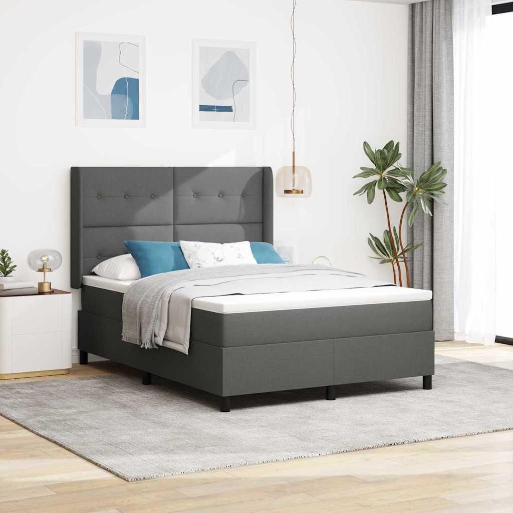 Maison Exclusive - Boxspringbett mit Matratze Dunkelgrau 200 x 140 cm Stoff