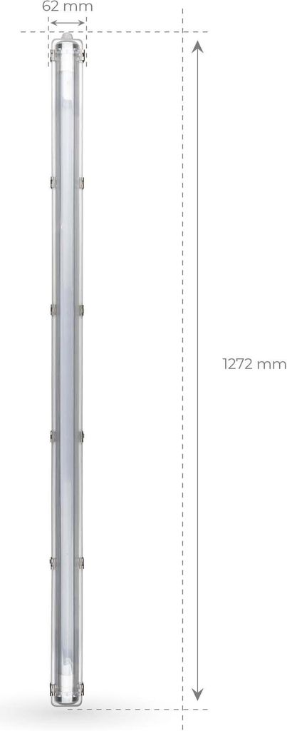Ledvion - LED Armatuur 150CM, 15 Watt, 6500K, 2400L, IP65, Incl. LED Buis, 160L/Pw, RVS, 75.000 uur, Stof- en Explosievrij