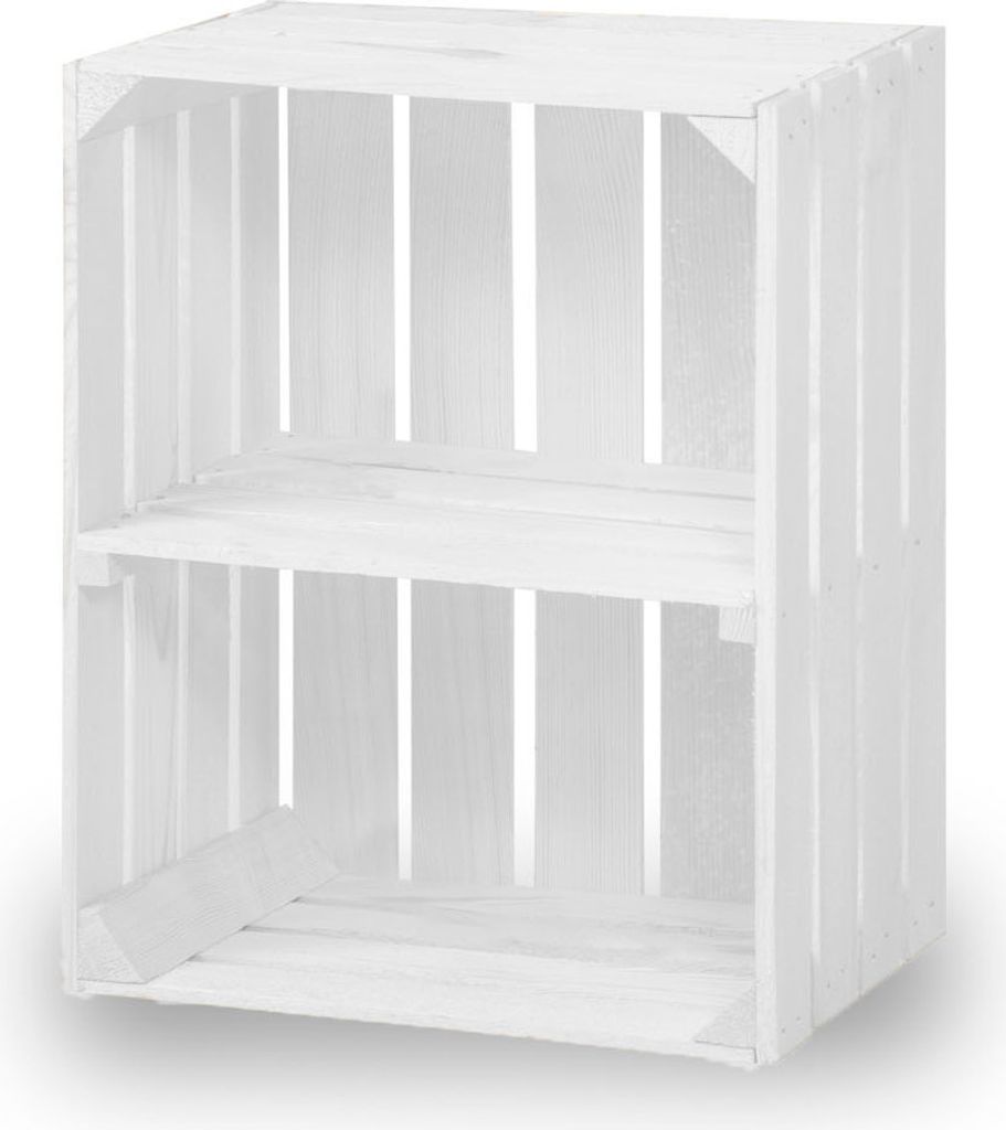 Neue Obstkisten mit Mittelbrett Holzkisten Weinkisten Apfelkisten Regal Kommode Weiße 50x40x30cm