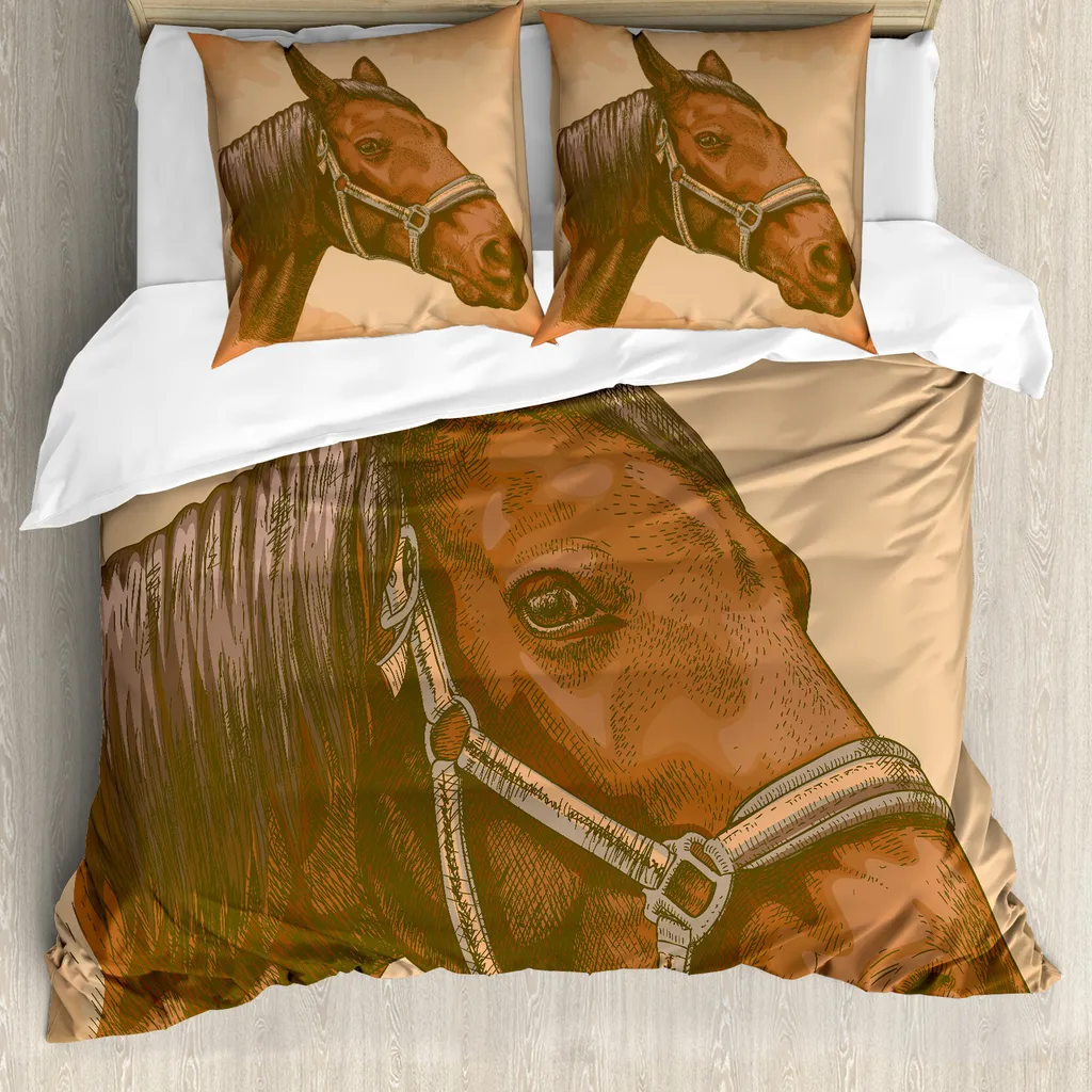 Copripiumino per Animali ABAKUHAUS Marrone - Stampa Cavallo 155x220