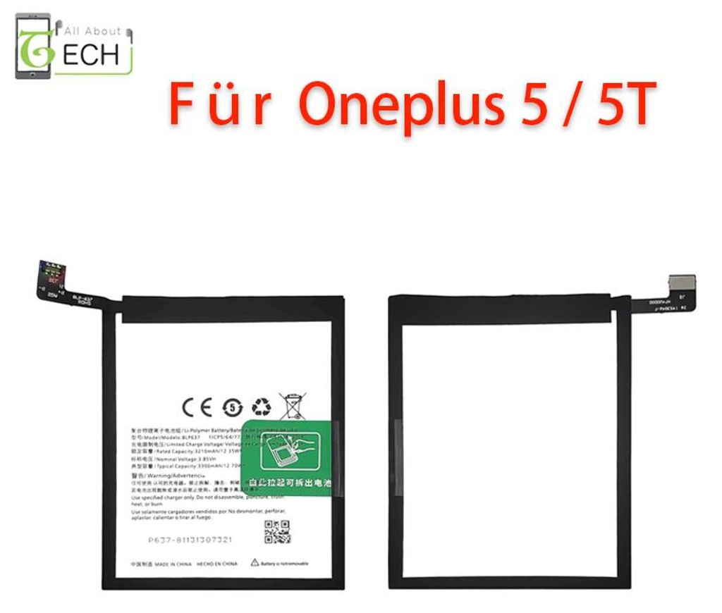 Für OnePlus 5 / 5T Akku BLP637 3300mAh Accu Batterie Produktbild 