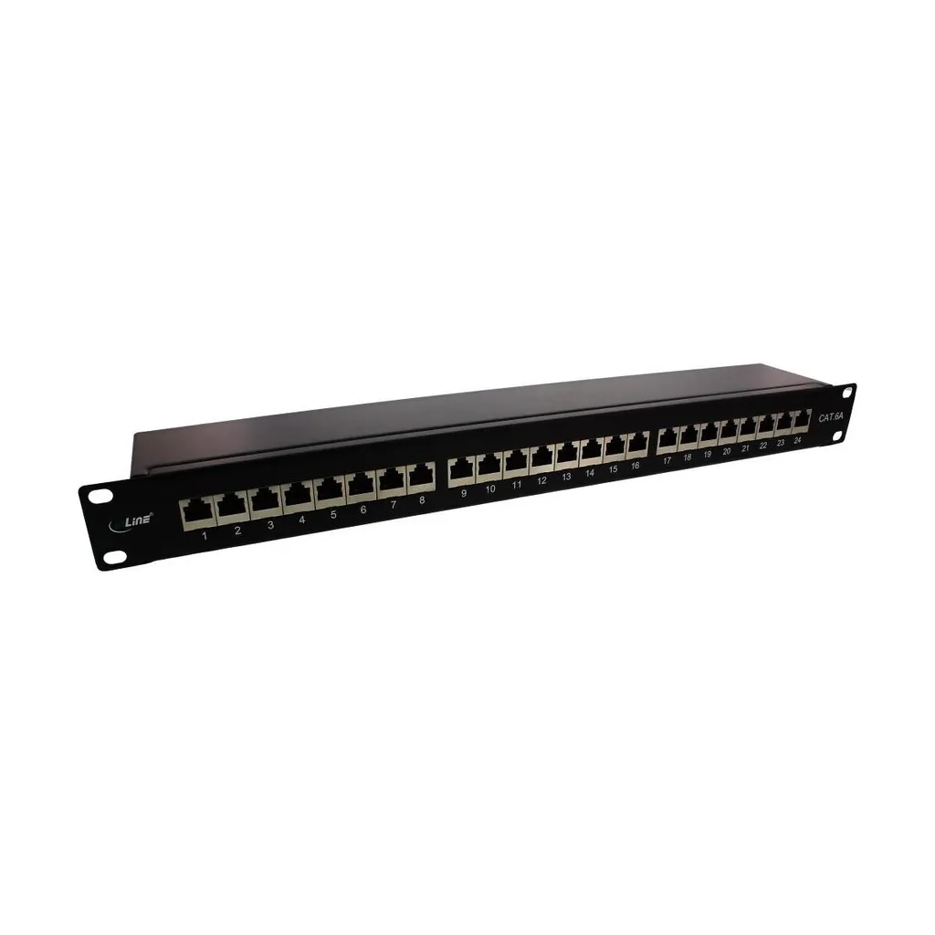 InLine Patch Panel 24 Porte RJ45 19 Pollici 1U Nero RAL 9005 per Rack