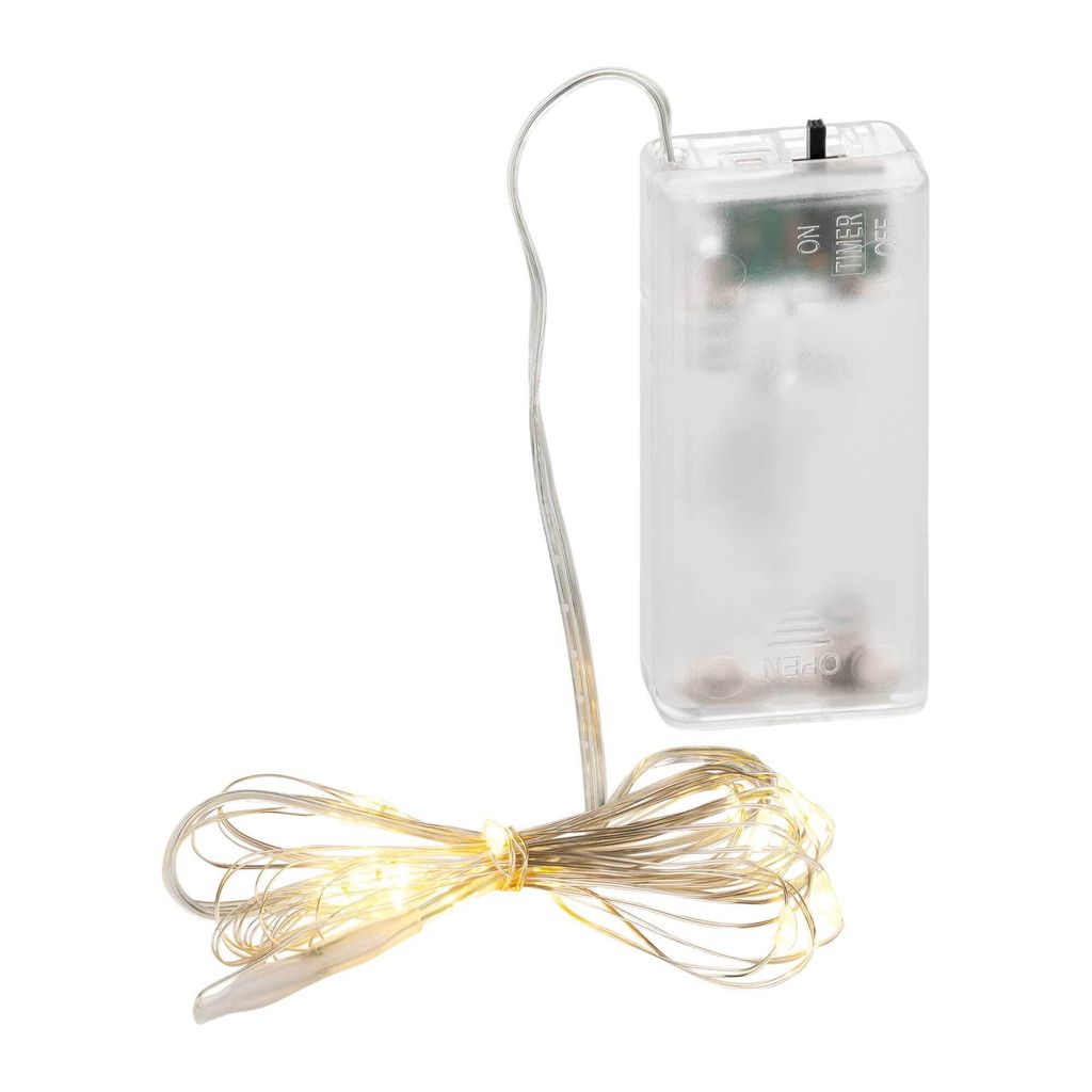 Cepewa LED Lichterkette Batterie Timer Draht 20 Micro LEDs Produktbild 