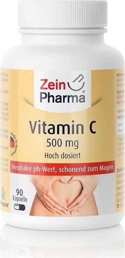 ZeinPharma 500 mg hochdosierte Vitamin C Kapseln, 90 St. Kapseln