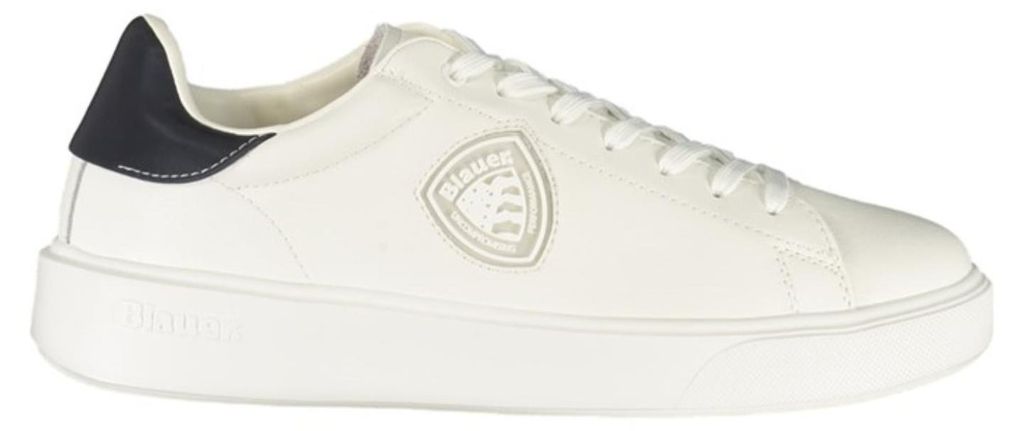 Weißer Herrensportschuh mit blauen Details und herausnehmbarer Sohle