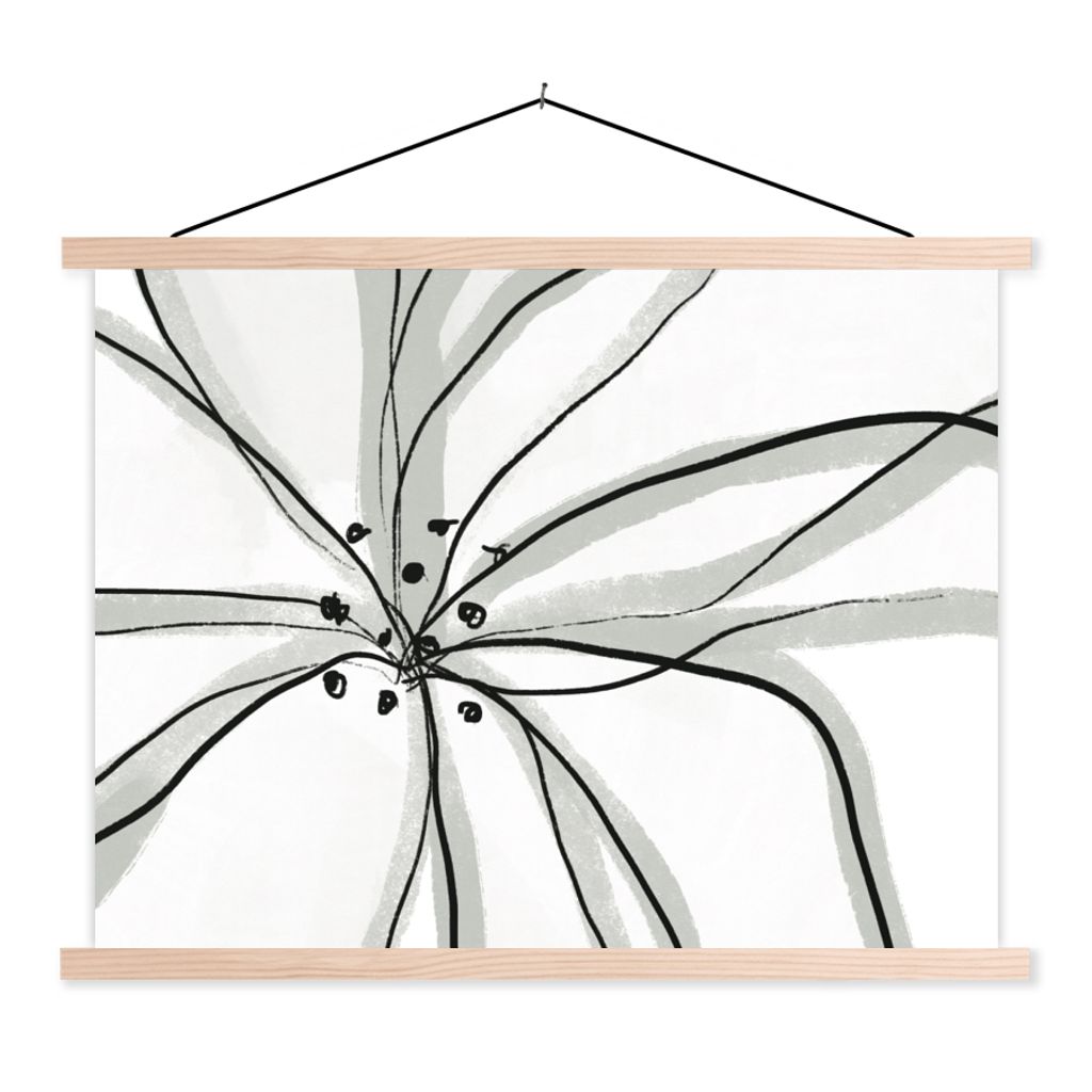 MuchoWow Textilposter Blumen - Abstrakt - Design 40x30 cm mit holzfarbenen Rahmen - Bilder