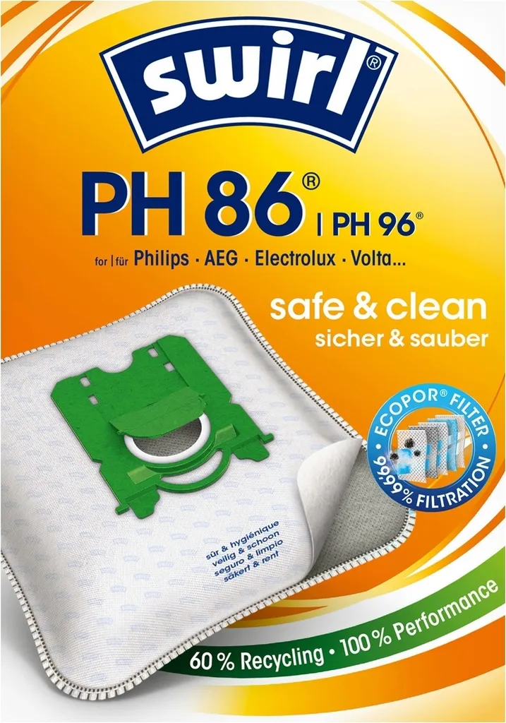 Offerta 10 Sacchetti Swirl PH86 PH96 EcoPor - Ricambio Philips AEG