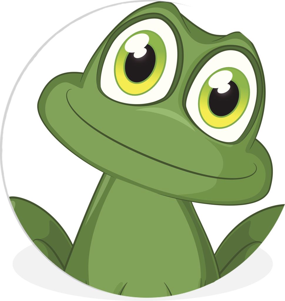 MuchoWow Rundes Wandbild - Runde Bilder Frosch - Lustig - Weiß Ø 60 cm Kreis Wanddekoration Kunststoff - Wandkreis - Wandschmuck - Wand Kreis -...