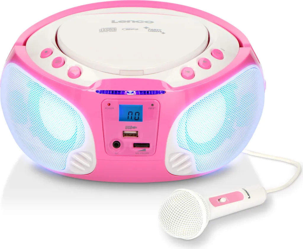 Radio CD Enfant Lenco SCD-650 Rose : Lecteur Karaoké pour la Chambre