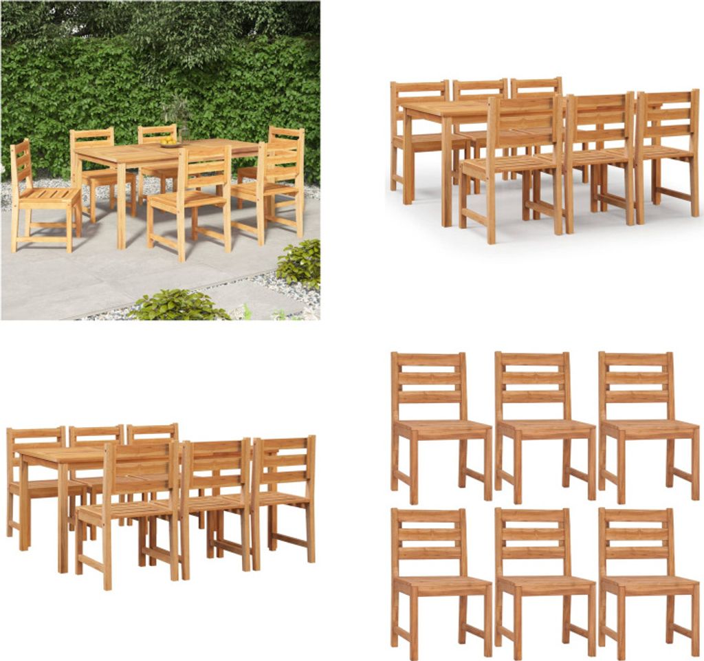 vidaXL 7 tlg. Garten Essgruppe Massivholz Teak - Garten-Essgruppe - Garten-Essgruppen - Gartenmöbel - Terrassenmöbel