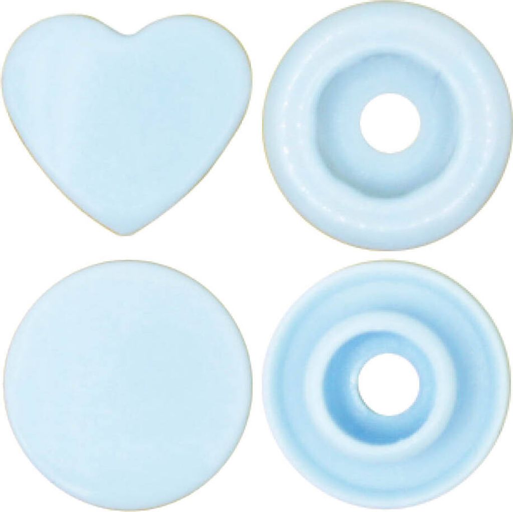 BabySnap Herz Druckknöpfe (12.4mm) glänzend B20 babyblau