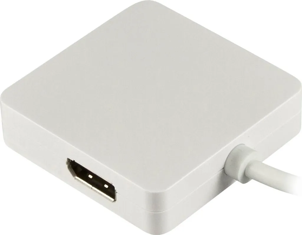 Deltaco DP-MULTI1 Adaptateur Mini DP vers HDMI DVI DP Full HD Blanc