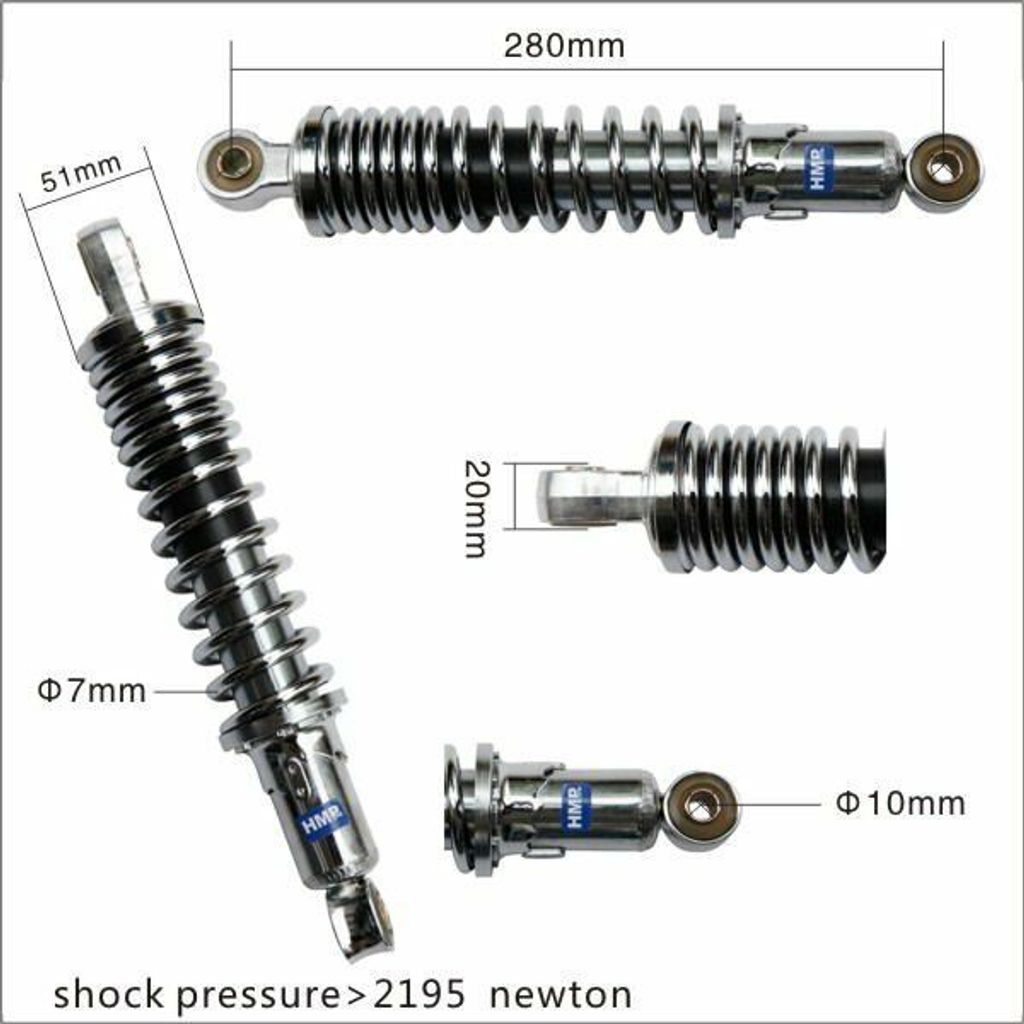 Federbein 280mm für 8" Bereifung Silber Dax Monkey Dirt Bike Pit Bike - HMParts