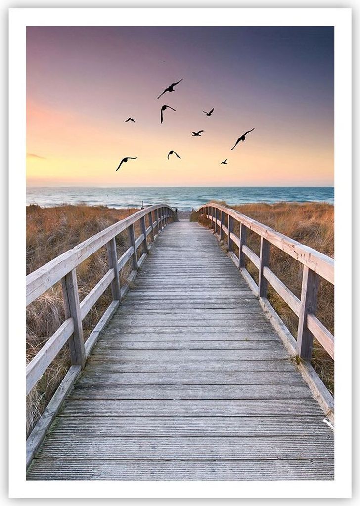Poster - Poster ohne Rahmen - Eintrag auf der Strand - 70x100 cm - Wand Bild - Wanddeko - Wandbilder - Kunstposter - Wandposter - Bilder - Kunstdru...