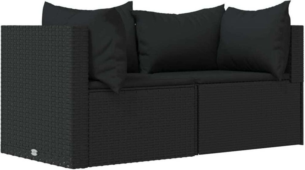 Garten-Ecksofas mit Kissen 2 Stk. Schwarz Poly Rattan