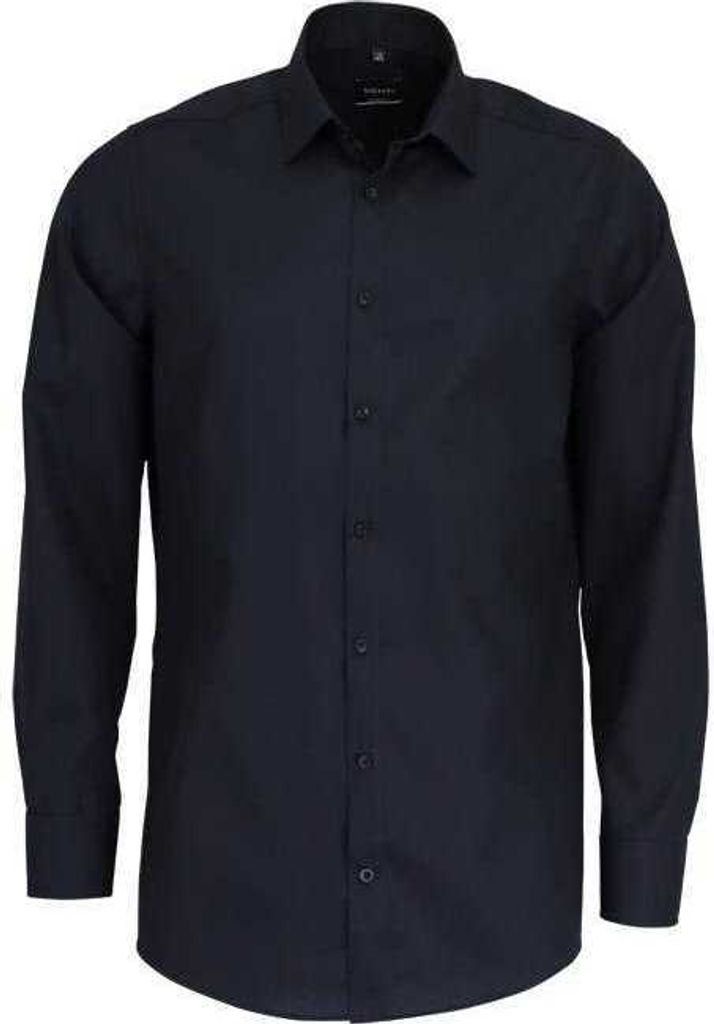 Venti Slim Fit Hemd Langarm Uni Popeline Schwarz 001480/80, Größe: 35
