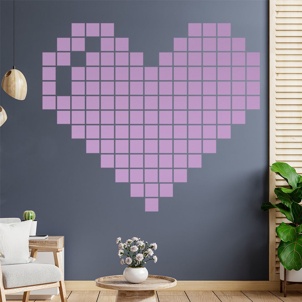 Retro Herz Wandtattoo in 6 Größen - Wandaufkleber Wall Sticker - Dekoration, Küche, Wohnzimmer, Schlafzimmer, Badezimmer