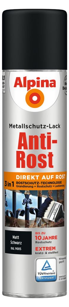 Alpina Sprühmetallschutz-Lack Anti Rost 400 ml schwarz matt Produktbild 