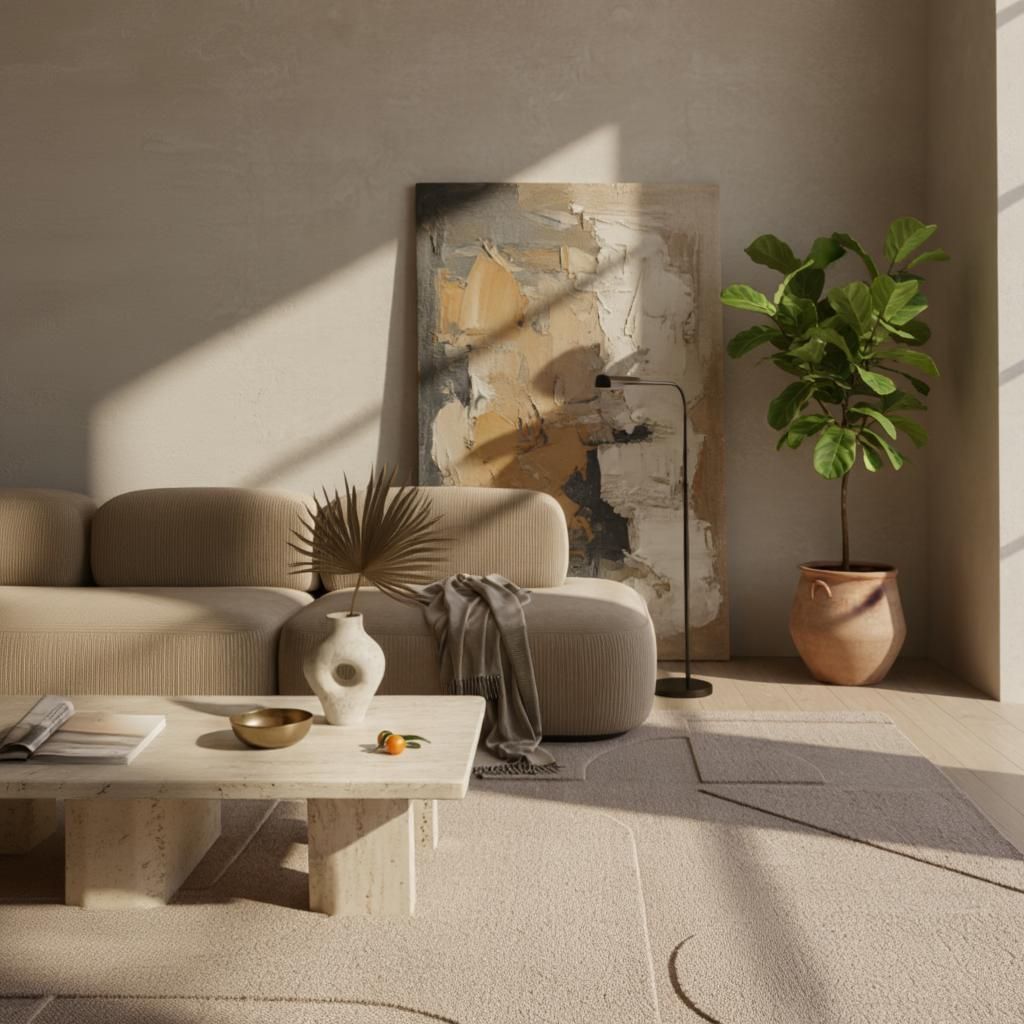 Teppich Kurzflor Nordisch Elegant Waschbar | Beige 120x170 cm Esszimmer Schadstoff Saugroboter geeignet | LAVAREDO – Kadima Design