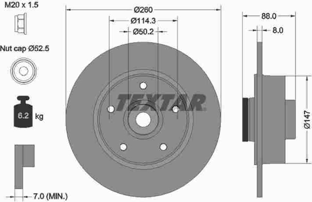 TEXTAR Bremsscheibe Artikel: 92196003