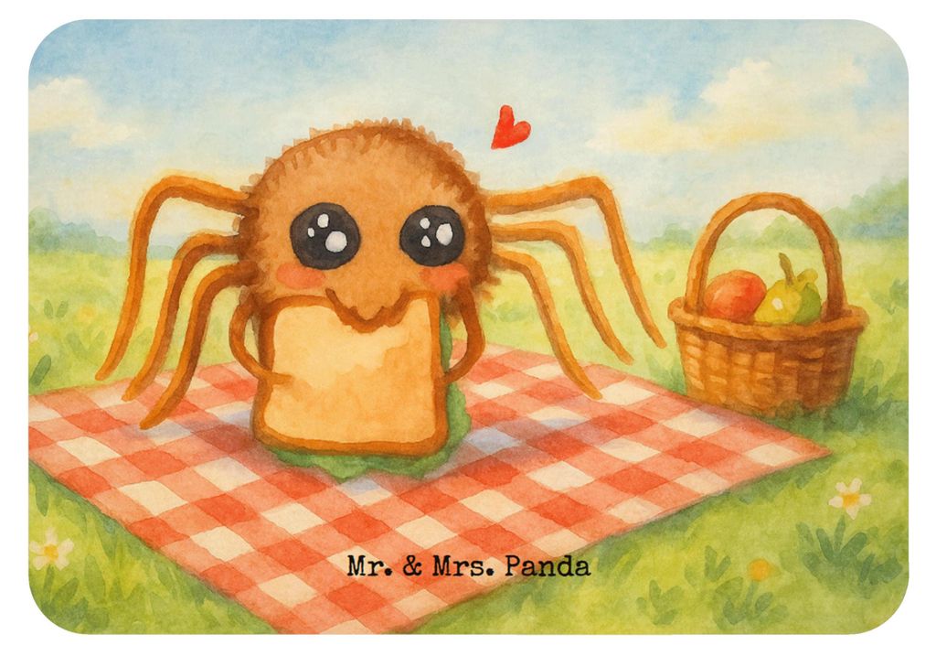 Mr. & Mrs. Panda Kühlschrankmagnet Spinne Agathe Sandwich Design - Weiß - Geschenk, Alles Wird gut, Hunger, Lebensfreude, magnet, haftmagnet, Not...