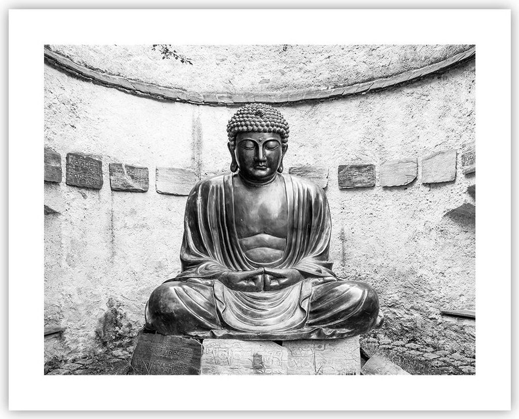 Poster - Poster ohne Rahmen - Japanisch Buddha Statue - 50x40 cm - Wand Bild - Wanddeko - Wandbilder - Kunstposter - Wandposter - Bilder - Kunstdru...