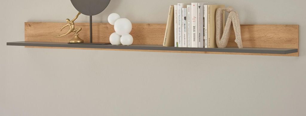Wandboard "Center" in Evoke Eiche und grau Wandregal 170 x 15 cm